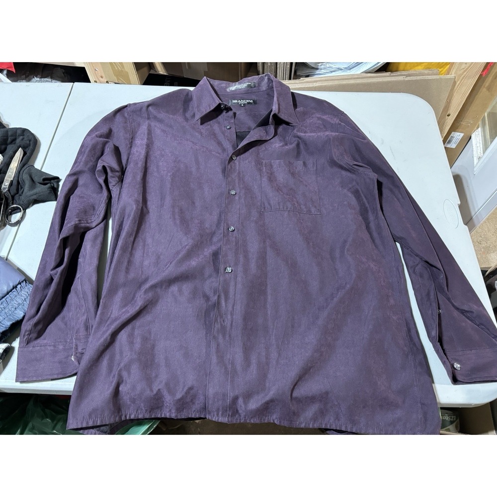Brandini Faux Suede Long Sleeve Casual Button‎ Up XL Purple